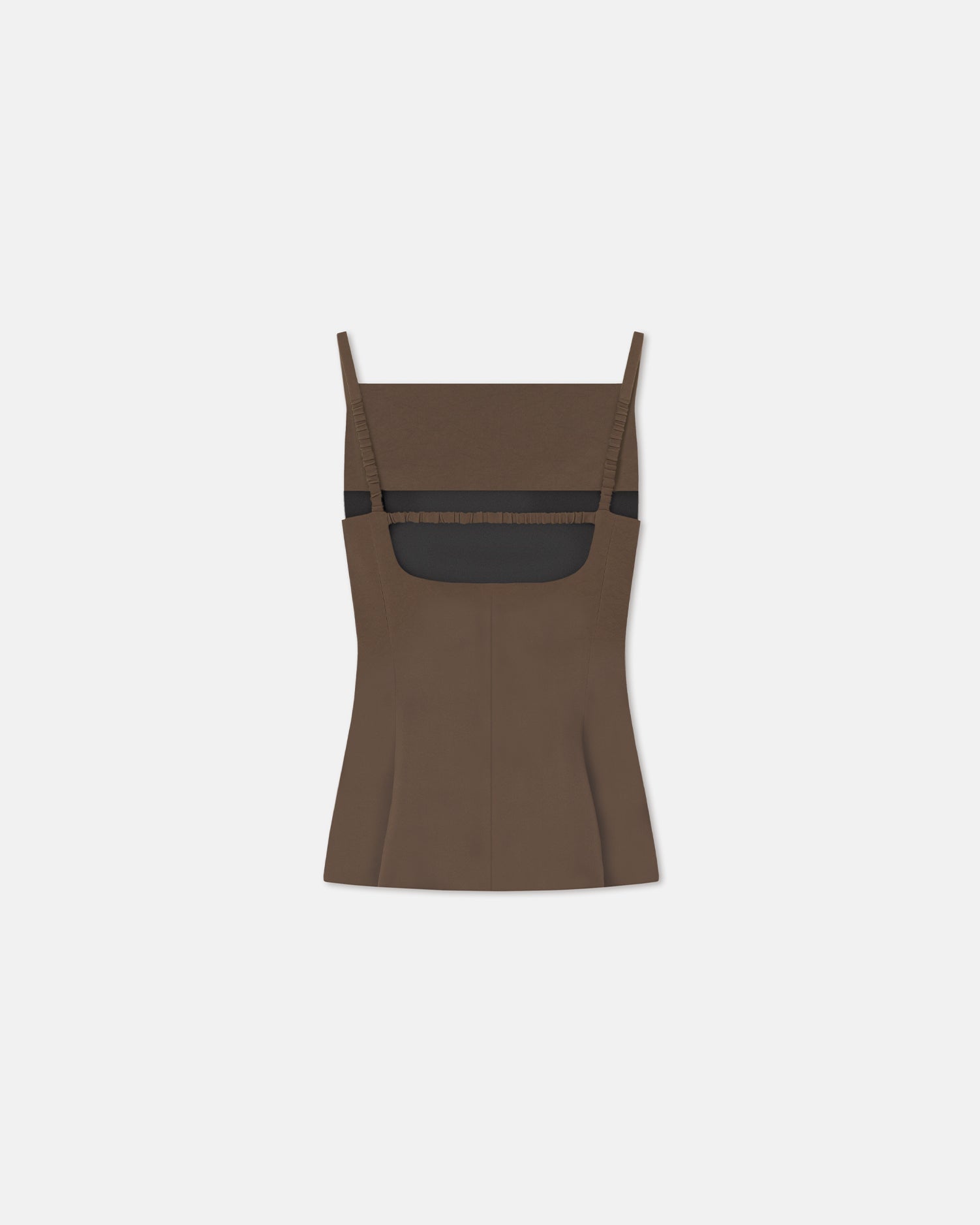 Laree - Structured Satin Sleeveless Top - Wood