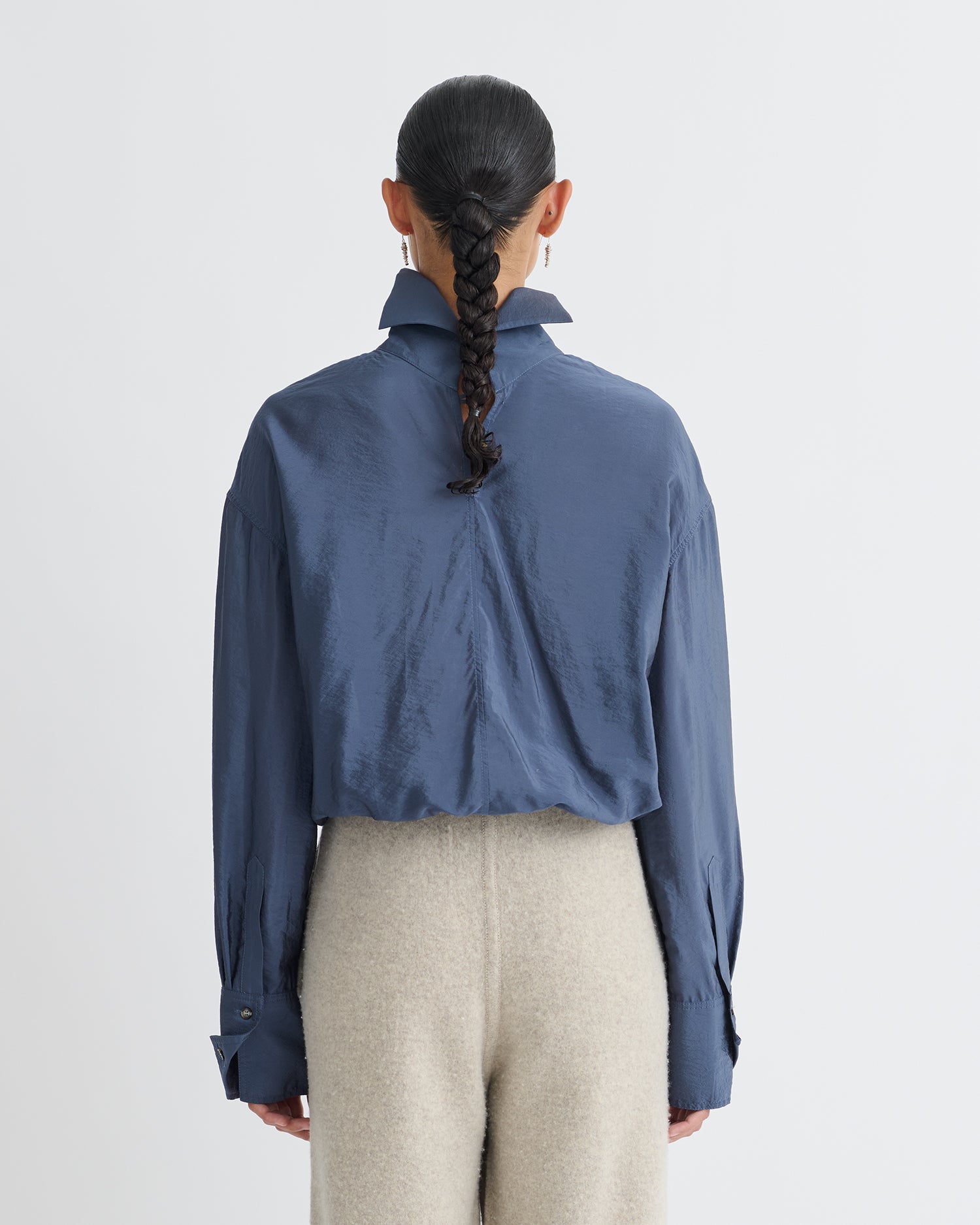 Aurore - Crepe Organza Shirt - Denim Blue