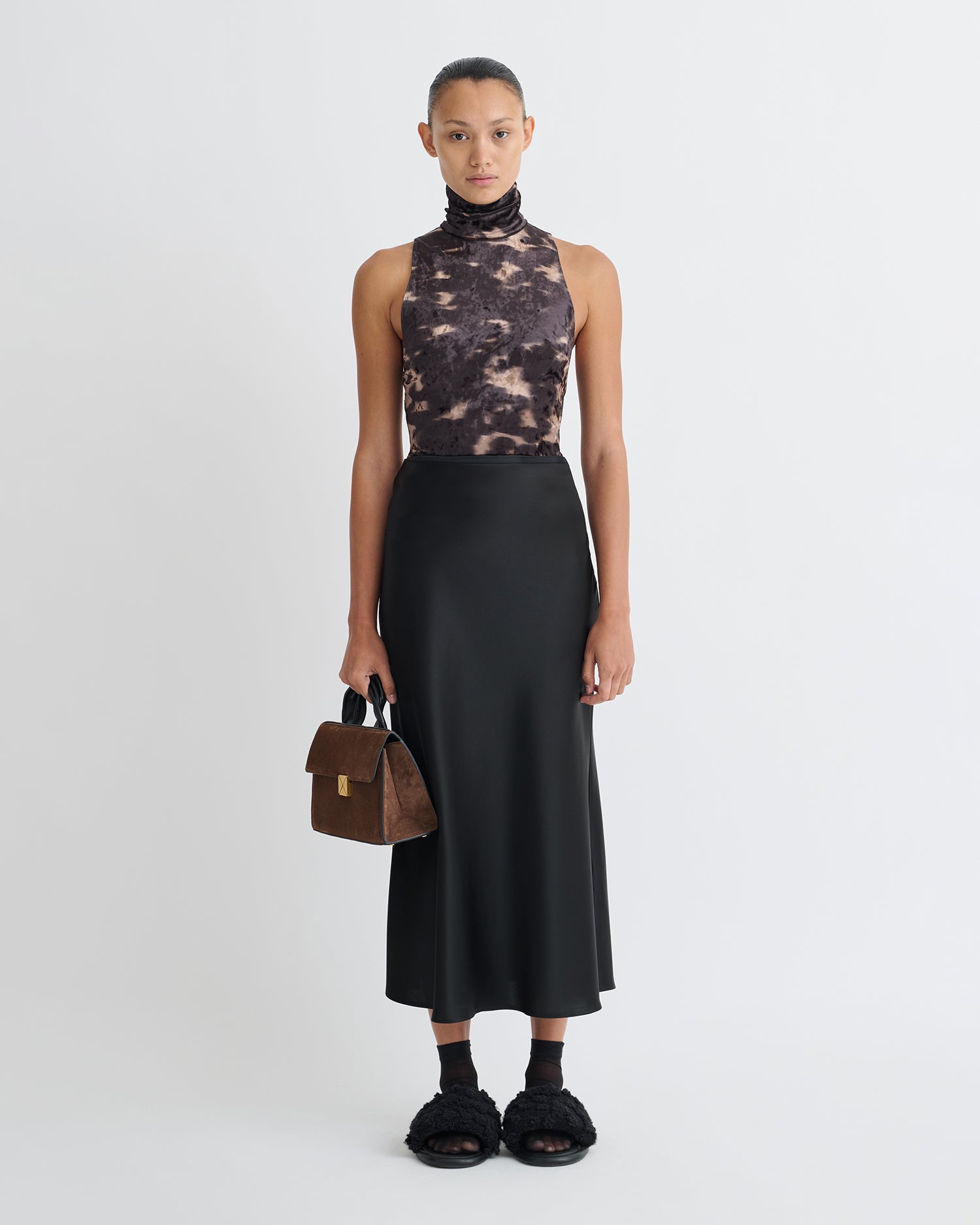 Sula - Stretch Velvet Sleeveless Top - Midnight Mocha Brown
