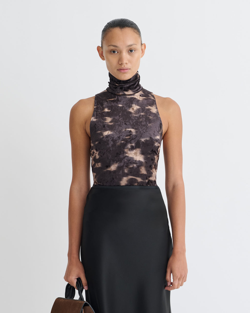 Sula - Stretch Velvet Sleeveless Top - Midnight Mocha Brown