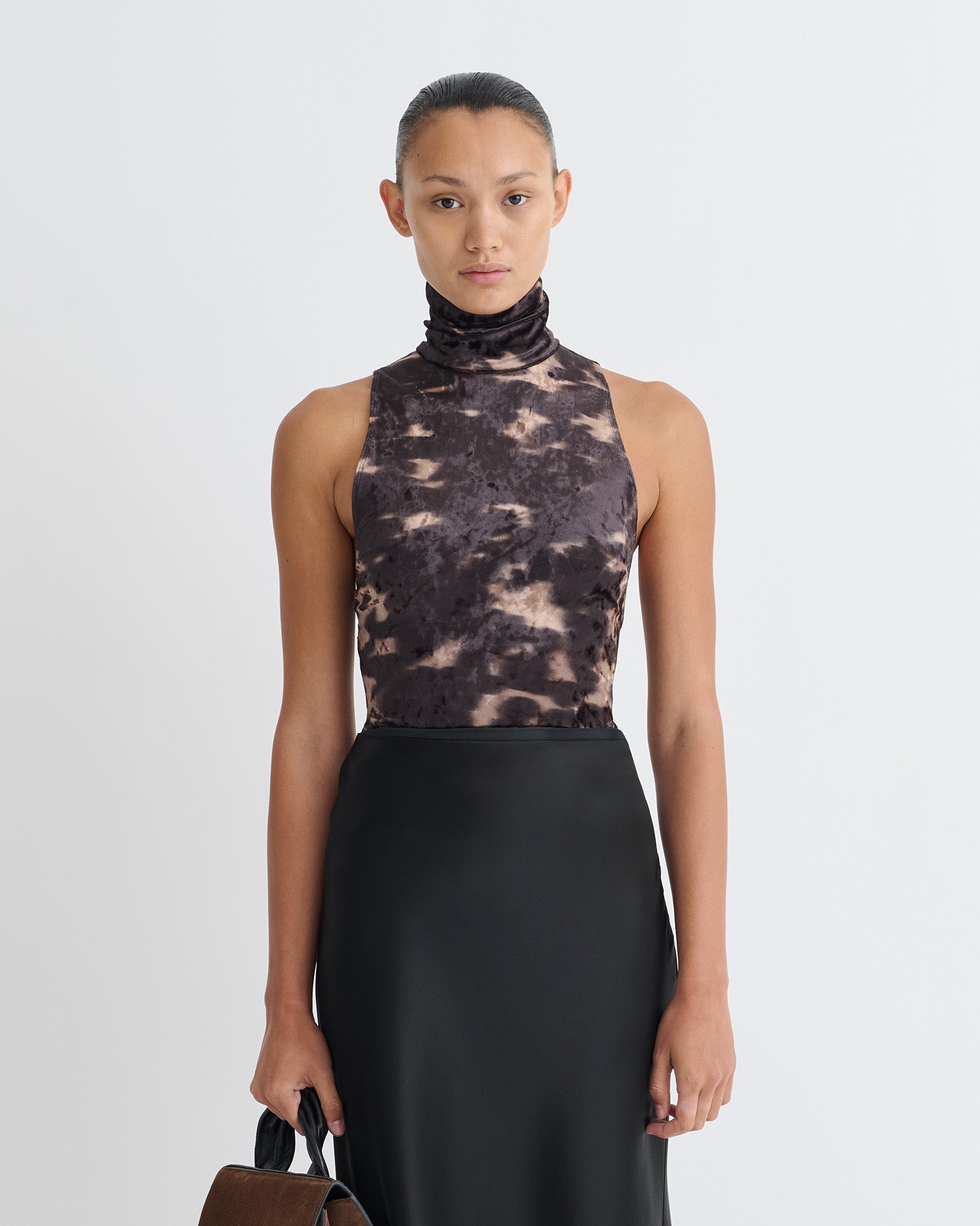 Sula - Stretch Velvet Sleeveless Top - Midnight Mocha Brown