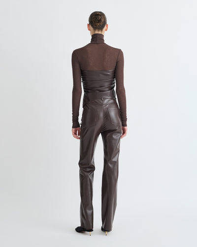 Kynlee - Mesh Jersey/Okobor Turtleneck Top - Dark Oak/Coffee Ground