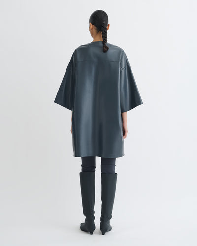 Ingar - Okobor™ Alt-Leather Mini Dress - Steel Blue