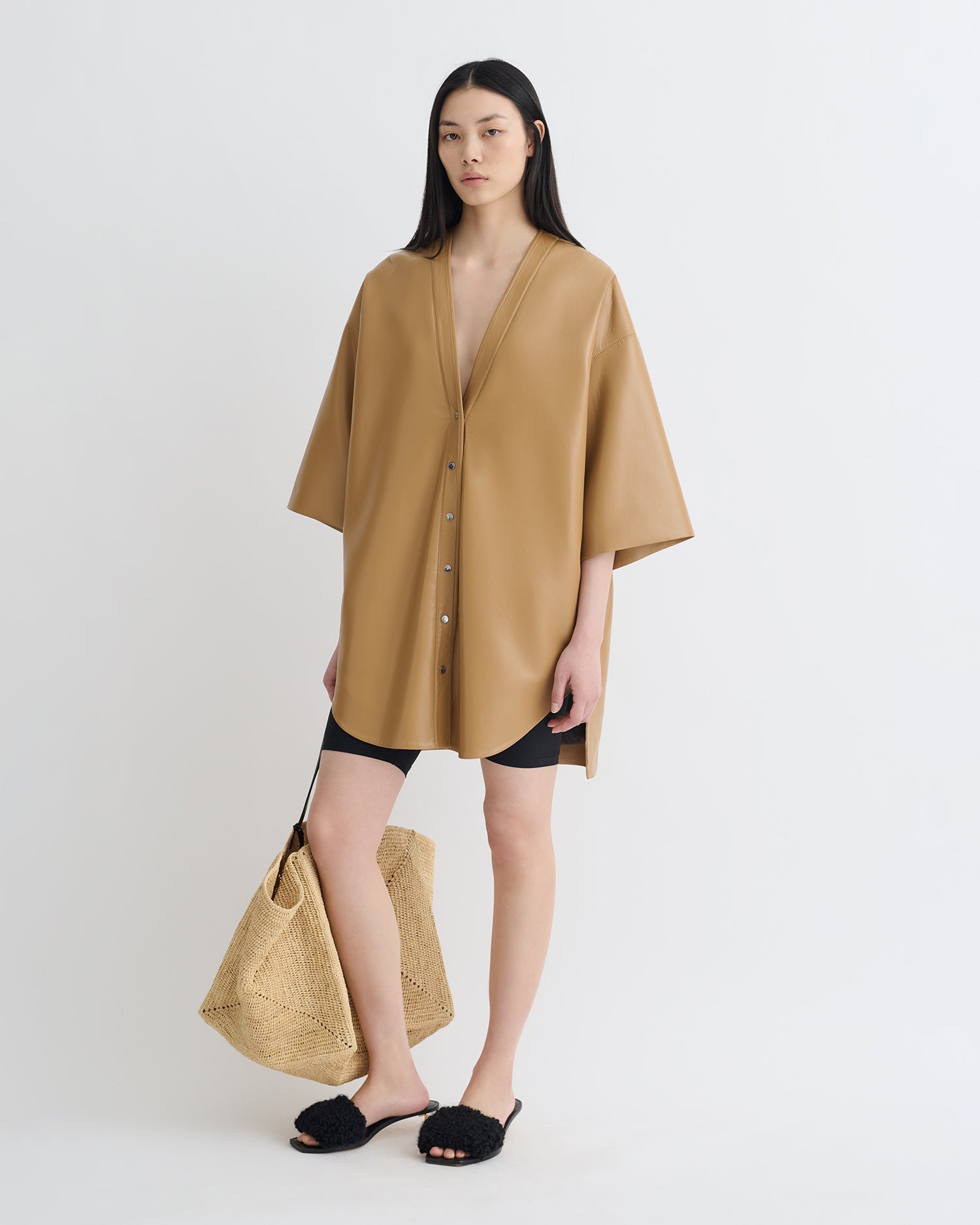 Ingar - Okobor™ Alt-Leather Mini Dress - Oak