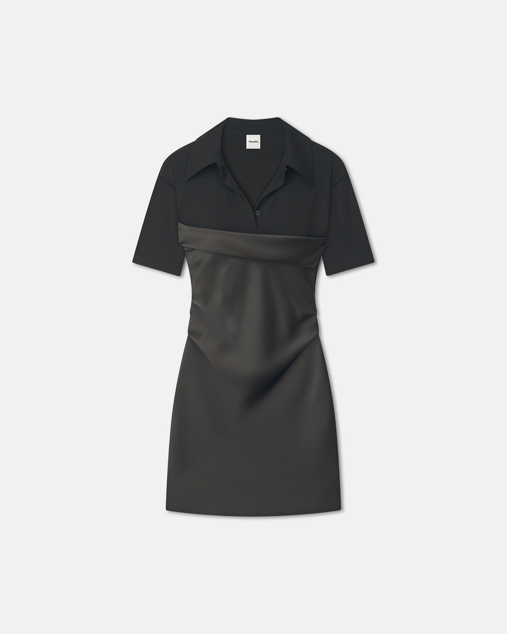 Heceta - Mesh Jersey and Slip Satin Mini Dress - Dark Green/Anthracite