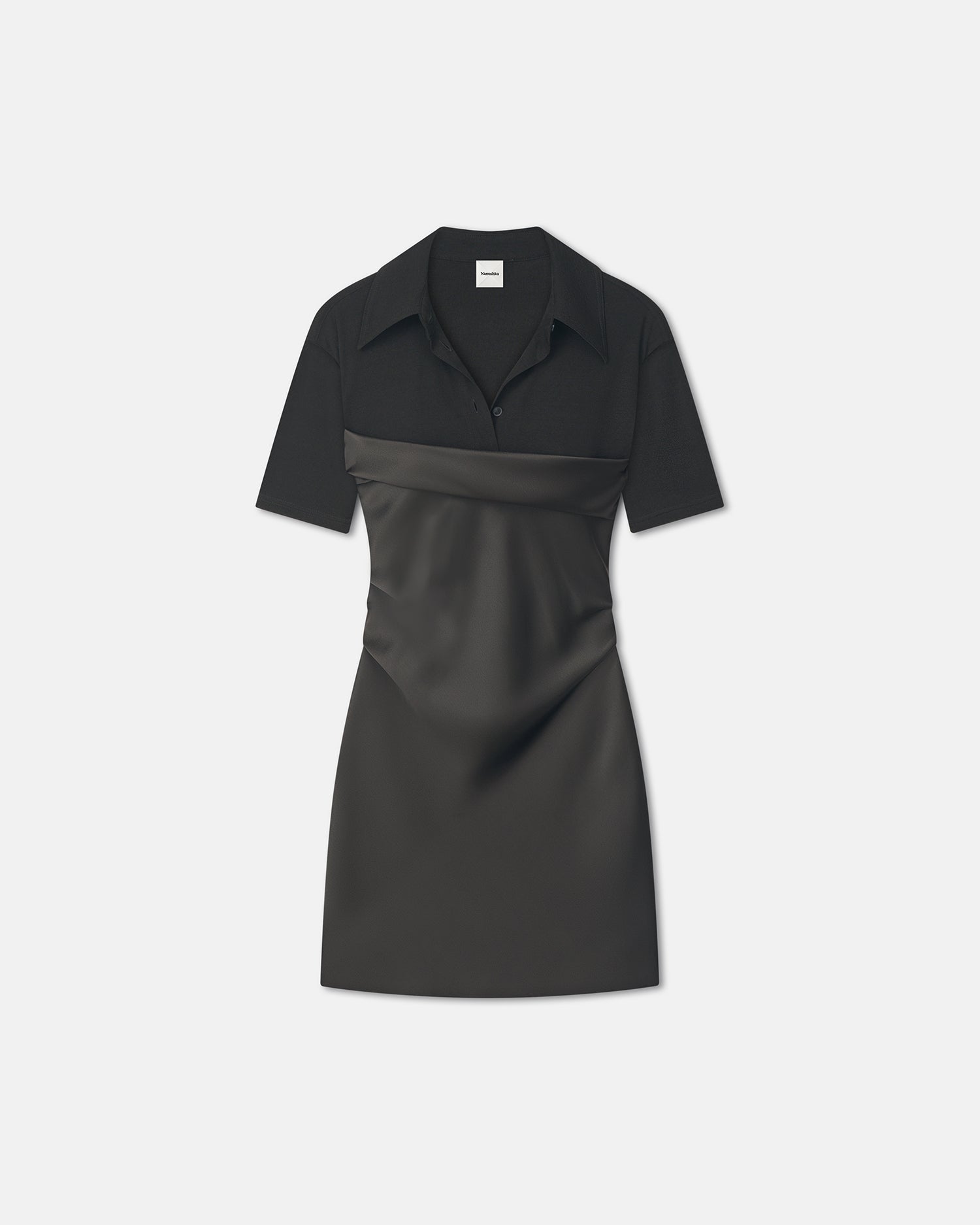 Heceta - Mesh Jersey and Slip Satin Mini Dress - Dark Green/Anthracite