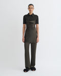 Heceta - Mesh Jersey and Slip Satin Mini Dress - Dark Green/Anthracite