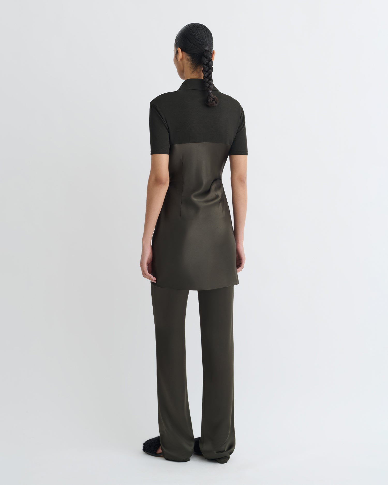 Heceta - Mesh Jersey and Slip Satin Mini Dress