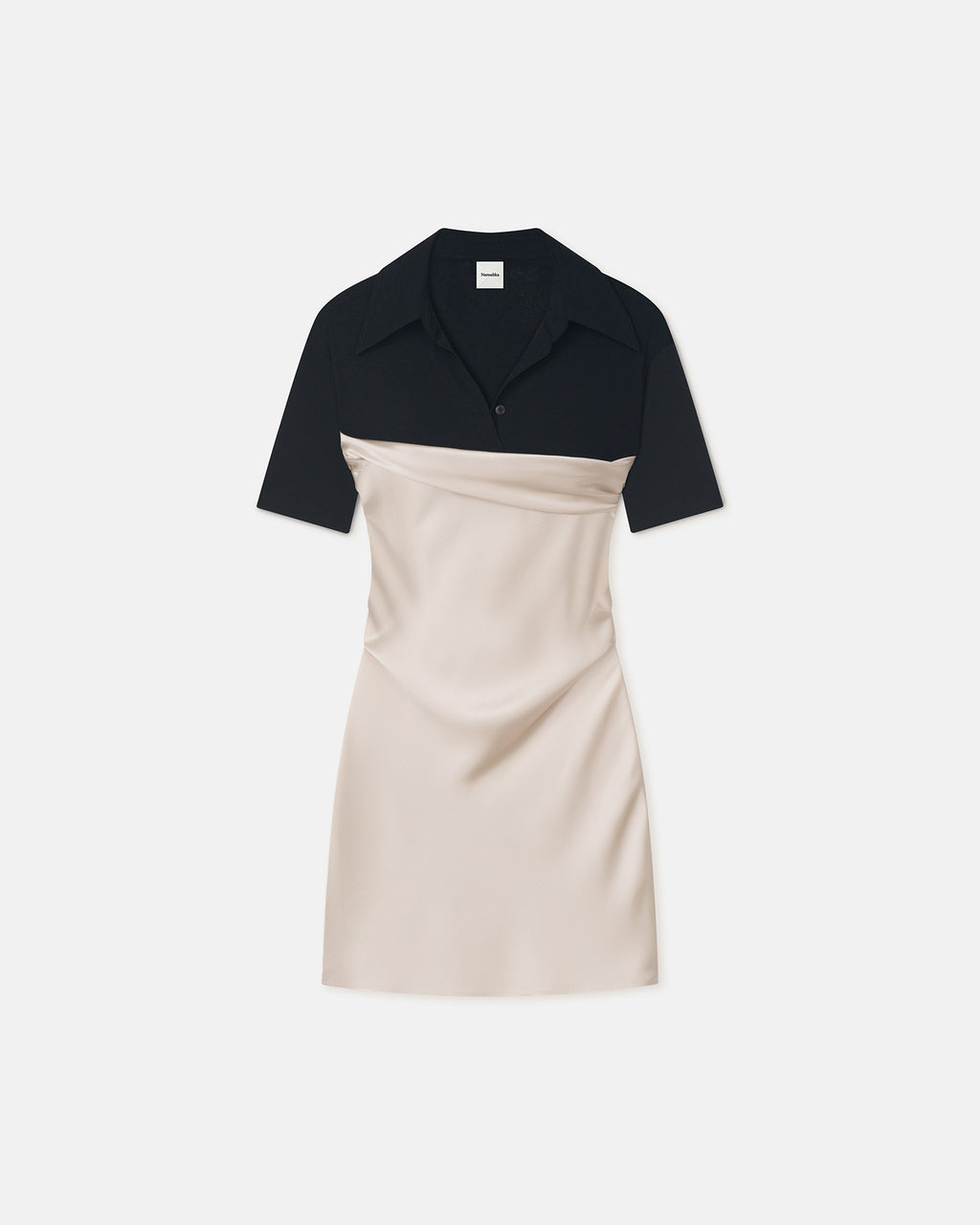 Heceta - Mesh Jersey and Slip Satin Mini Dress - Creme/Black