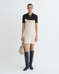 Heceta - Mesh Jersey and Slip Satin Mini Dress - Creme/Black