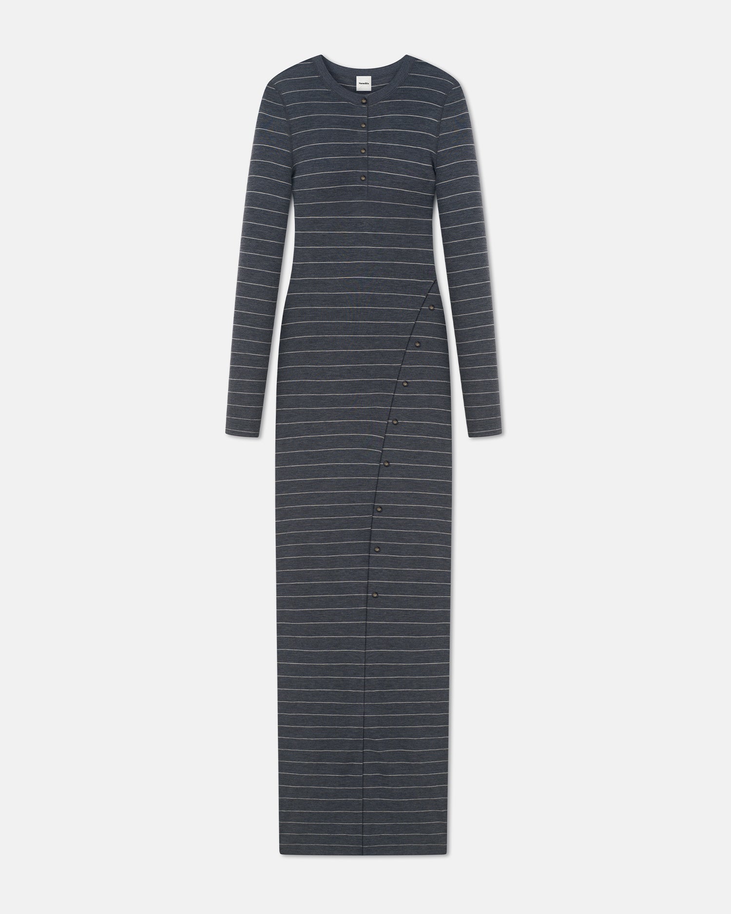 Dakoa - Striped Terry Merino Maxi Dress - Grey Stripe