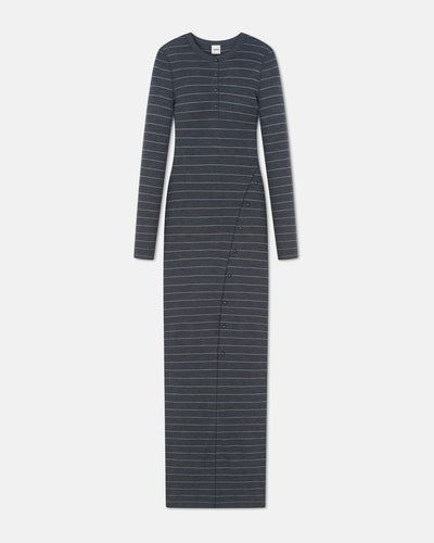 Dakoa - Striped Terry Merino Maxi Dress - Grey Stripe