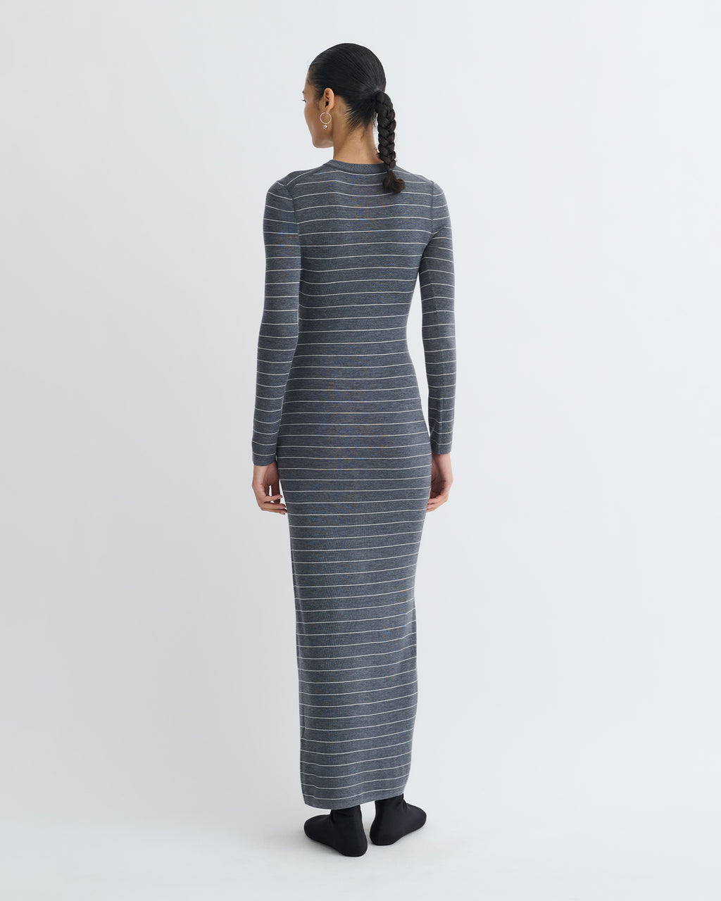 Dakoa - Striped Terry Merino Maxi Dress - Grey Stripe