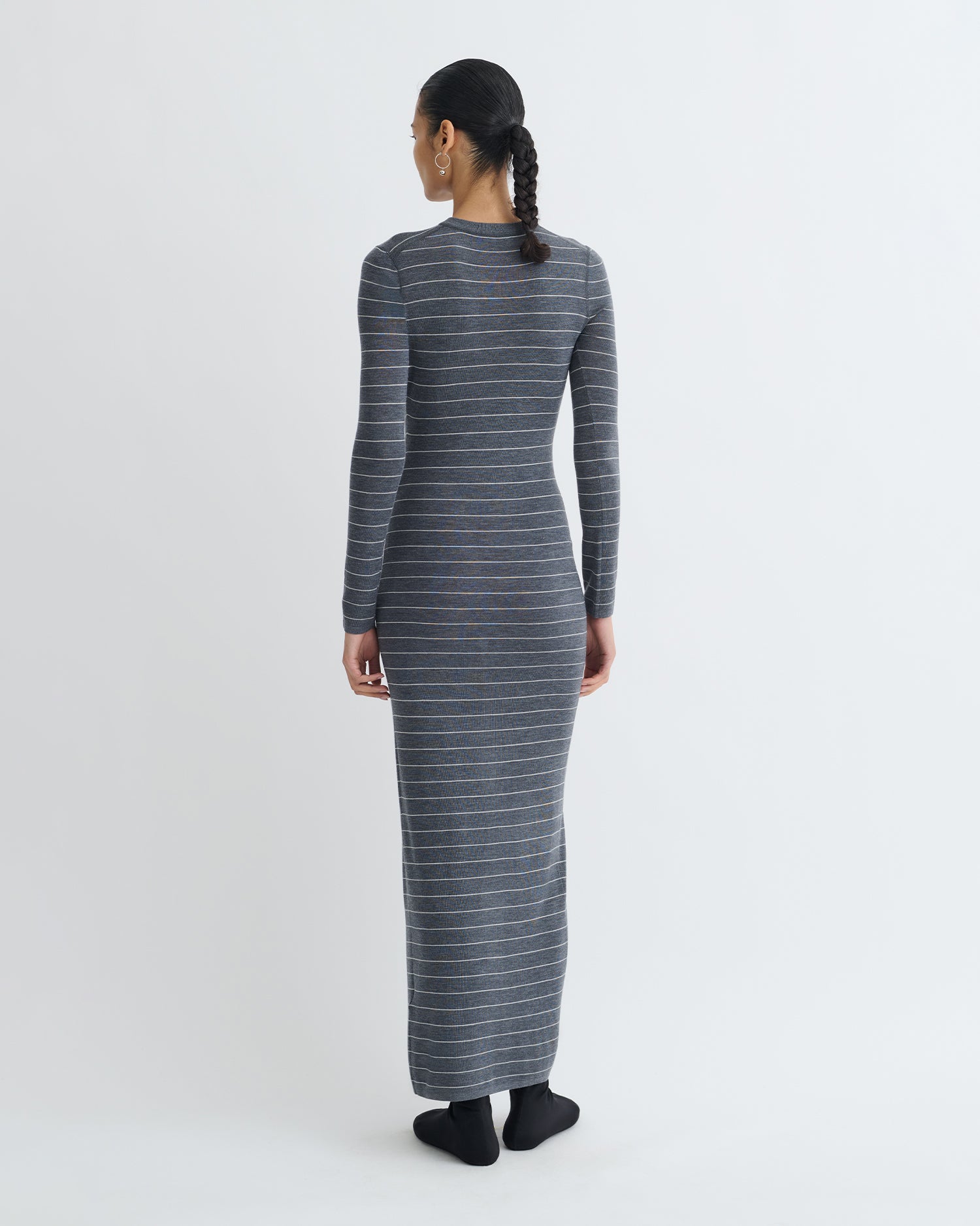 Dakoa - Striped Terry Merino Maxi Dress - Grey Stripe