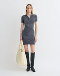 Safiyah - Striped Terry Merino Mini Dress - Grey Stripe