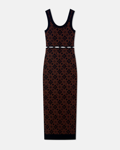 Maves - Knitted Midi Dress - Symbol Tile Mahogany