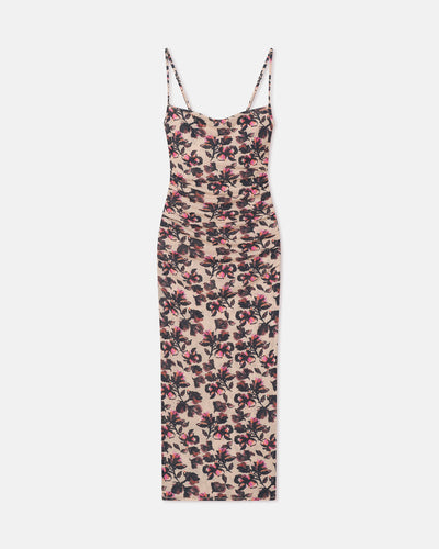 Alexa - Printed Mesh Jersey Midi Dress - Tapestry Floral