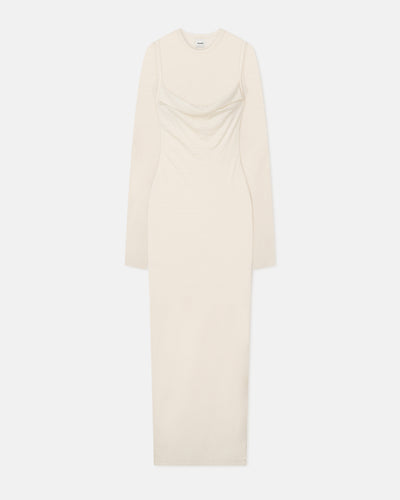 Linora - Draped Wool Jersey Midi Dress - Creme