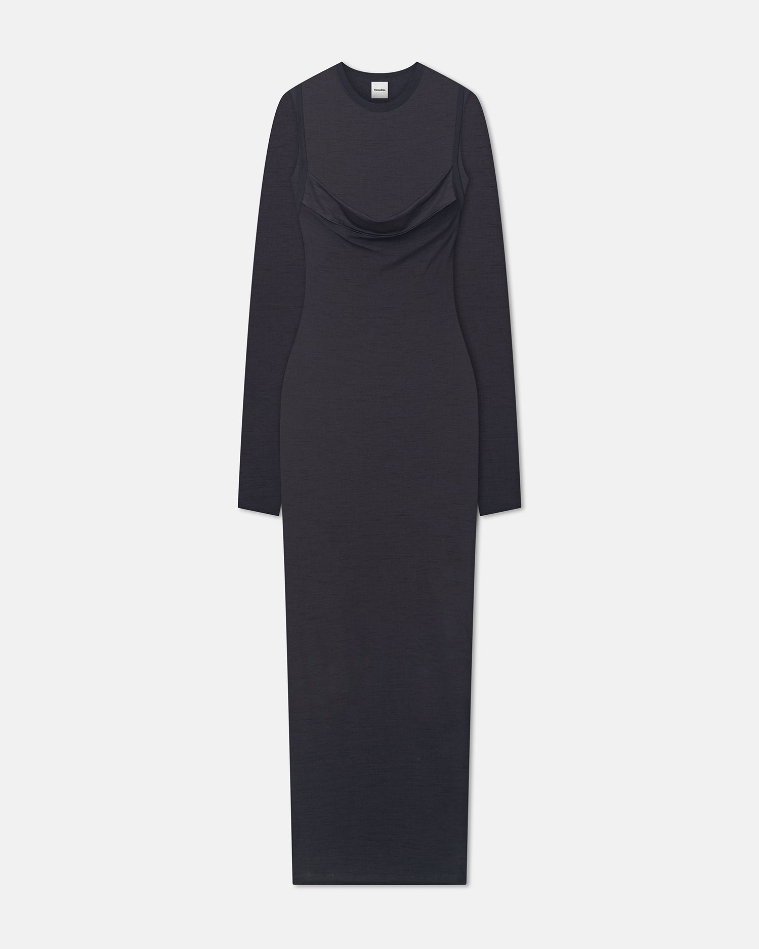 Linora - Draped Wool Jersey Midi Dress - Grey