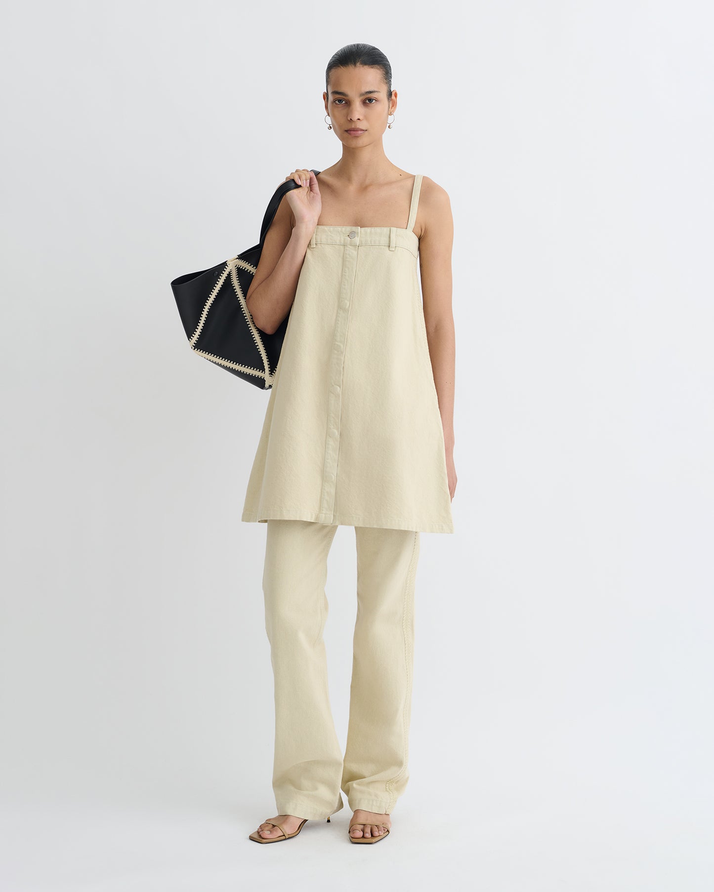 Lidwina Denim Mini Dress Beige – Nanushka - Main Image