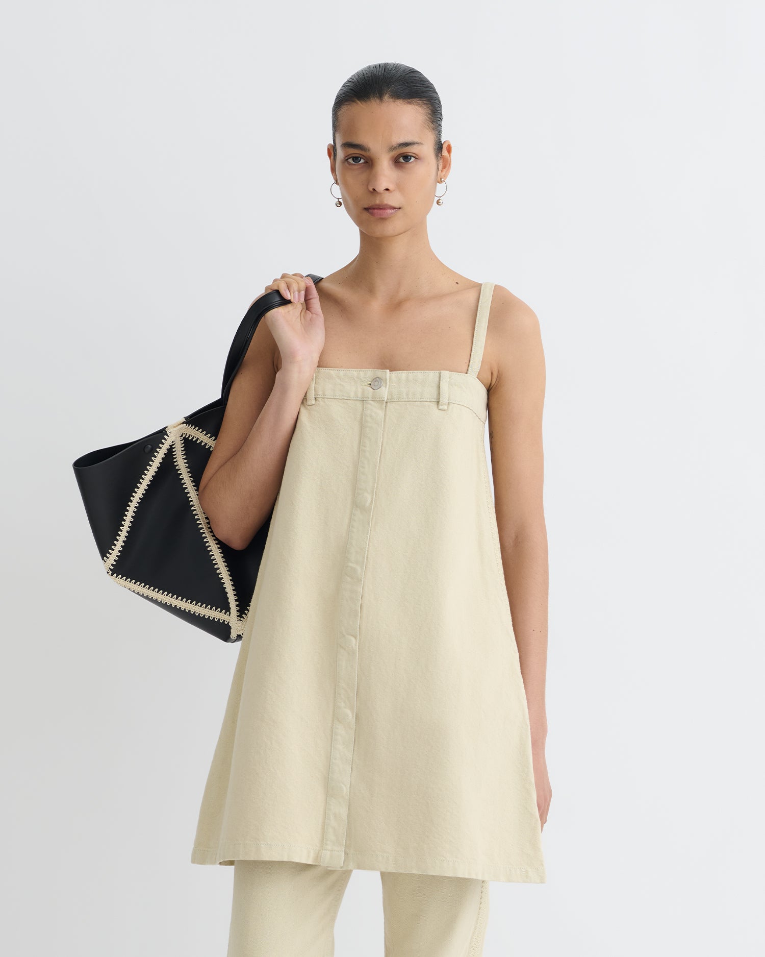 Lidwina - Denim Mini Dress - Beige