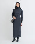 Jasmon - Draped Paper Jersey Turtleneck Dress - Dusty Blue