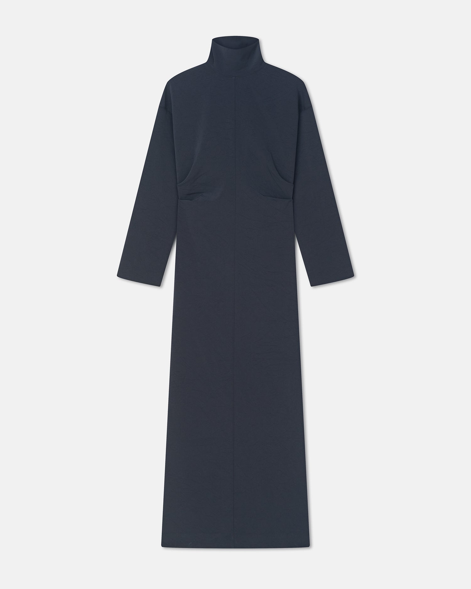 Jasmon - Draped Paper Jersey Turtleneck Dress - Dusty Blue