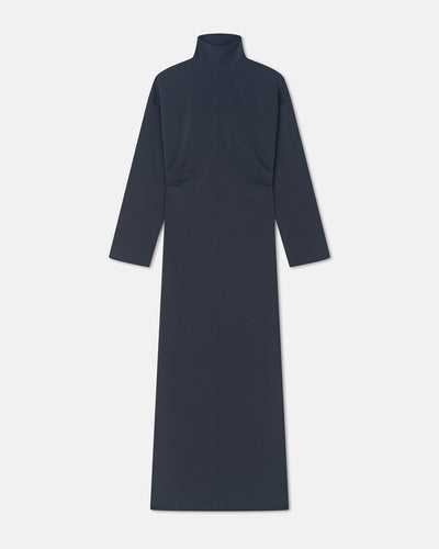 Jasmon - Draped Paper Jersey Turtleneck Dress - Dusty Blue