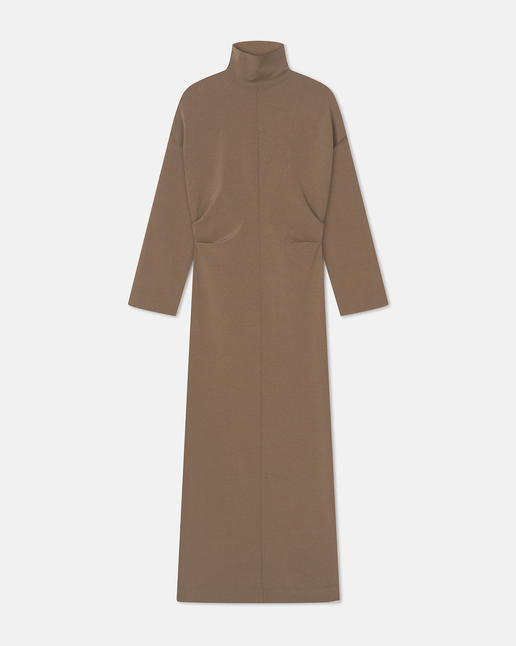 Jasmon - Draped Paper Jersey Turtleneck Dress - Brown