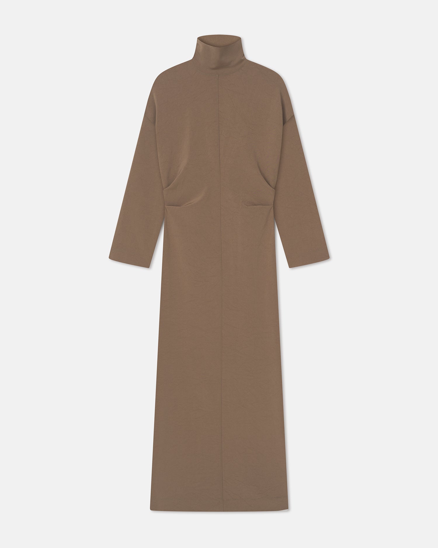 Jasmon - Draped Paper Jersey Turtleneck Dress - Brown