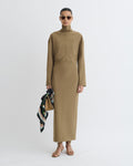 Jasmon - Draped Paper Jersey Turtleneck Dress - Brown