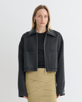 Phebe - Cropped jacket - Grey Melange/Black