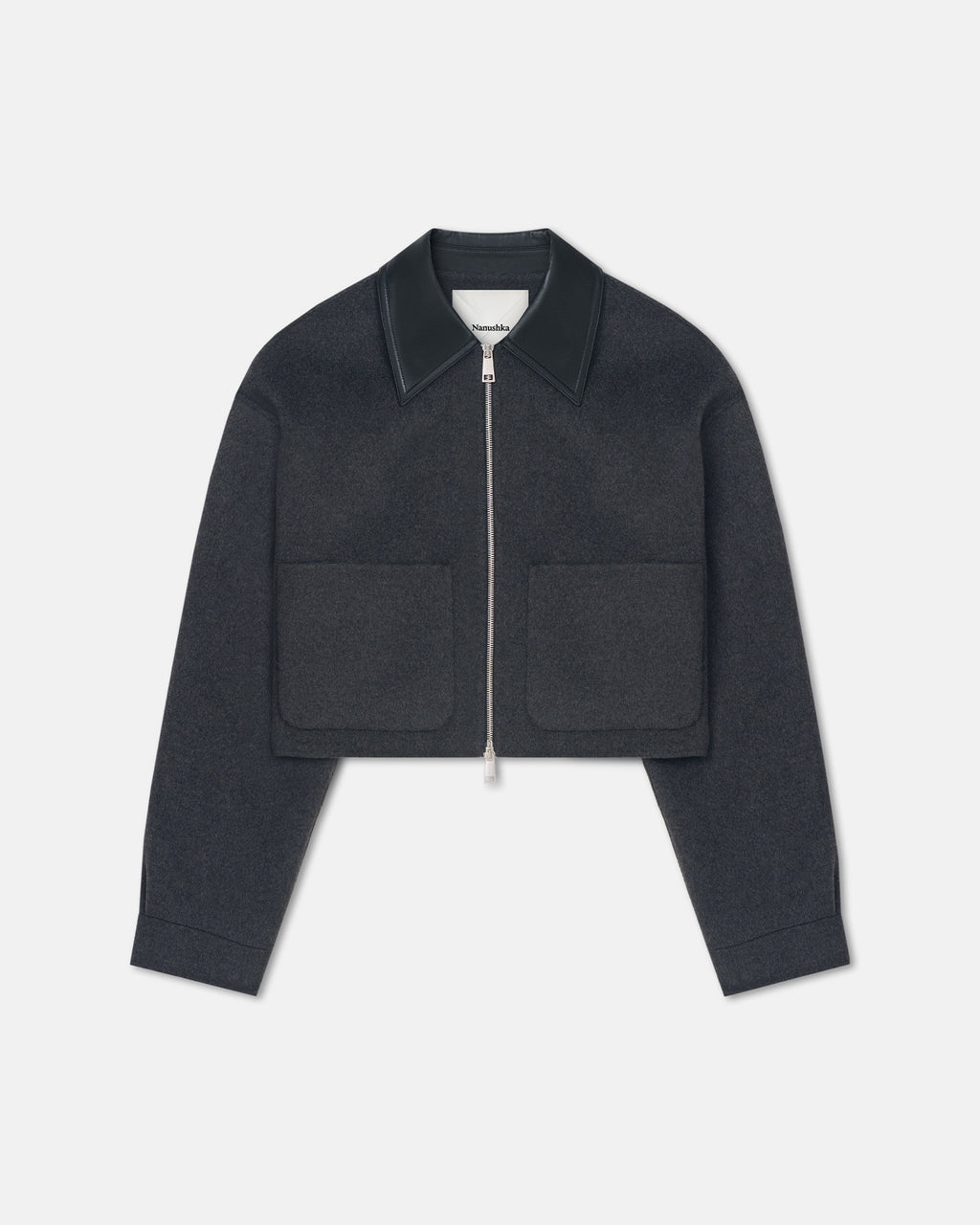 Phebe - Cropped jacket - Grey Melange/Black
