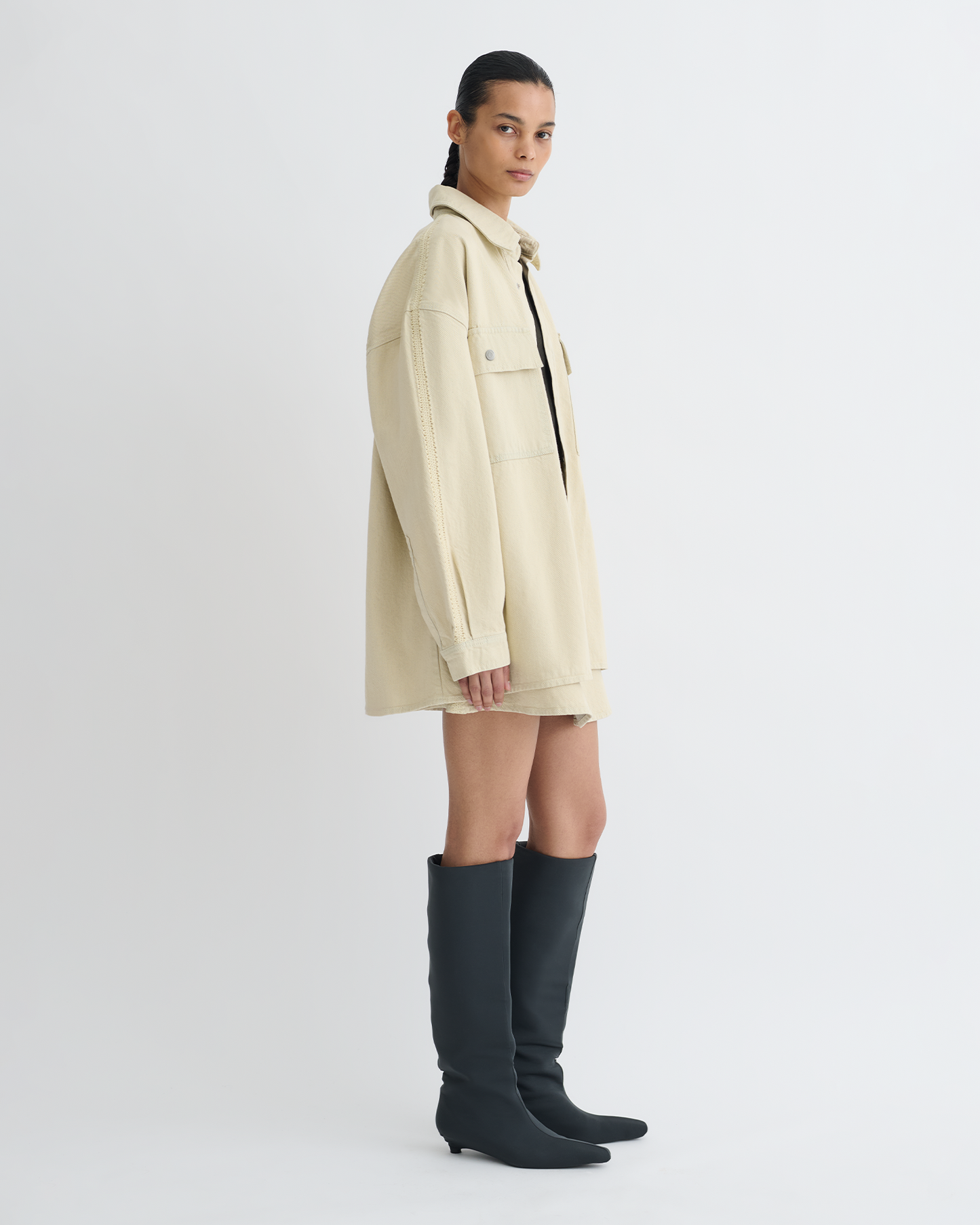 Mariann - Oversized Denim Shirt - Beige