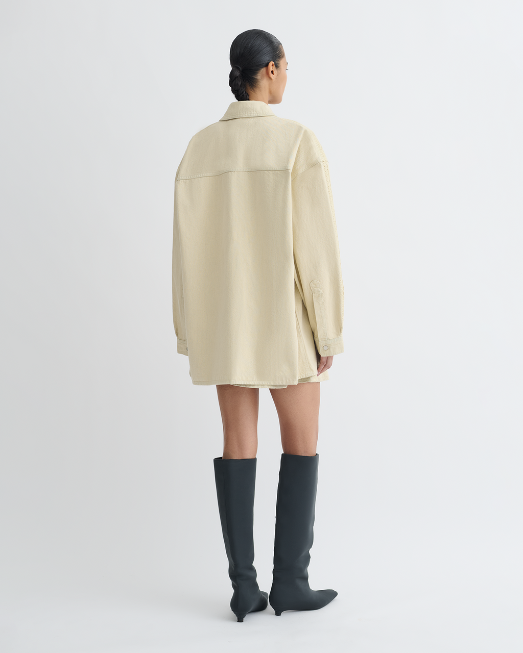 Mariann - Oversized denim shirt - Beige