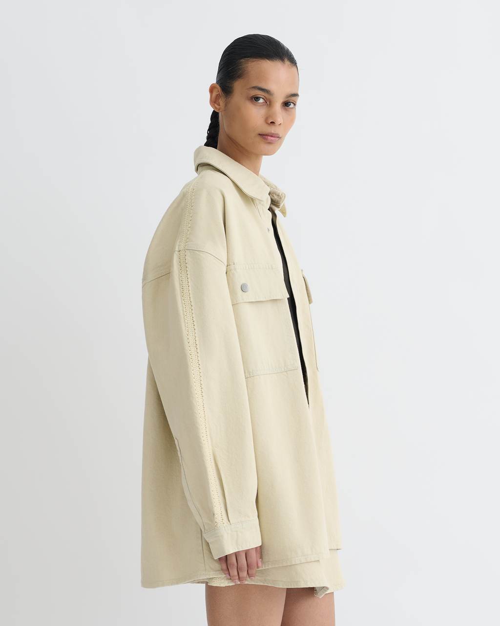 Mariann - Oversized denim shirt - Beige
