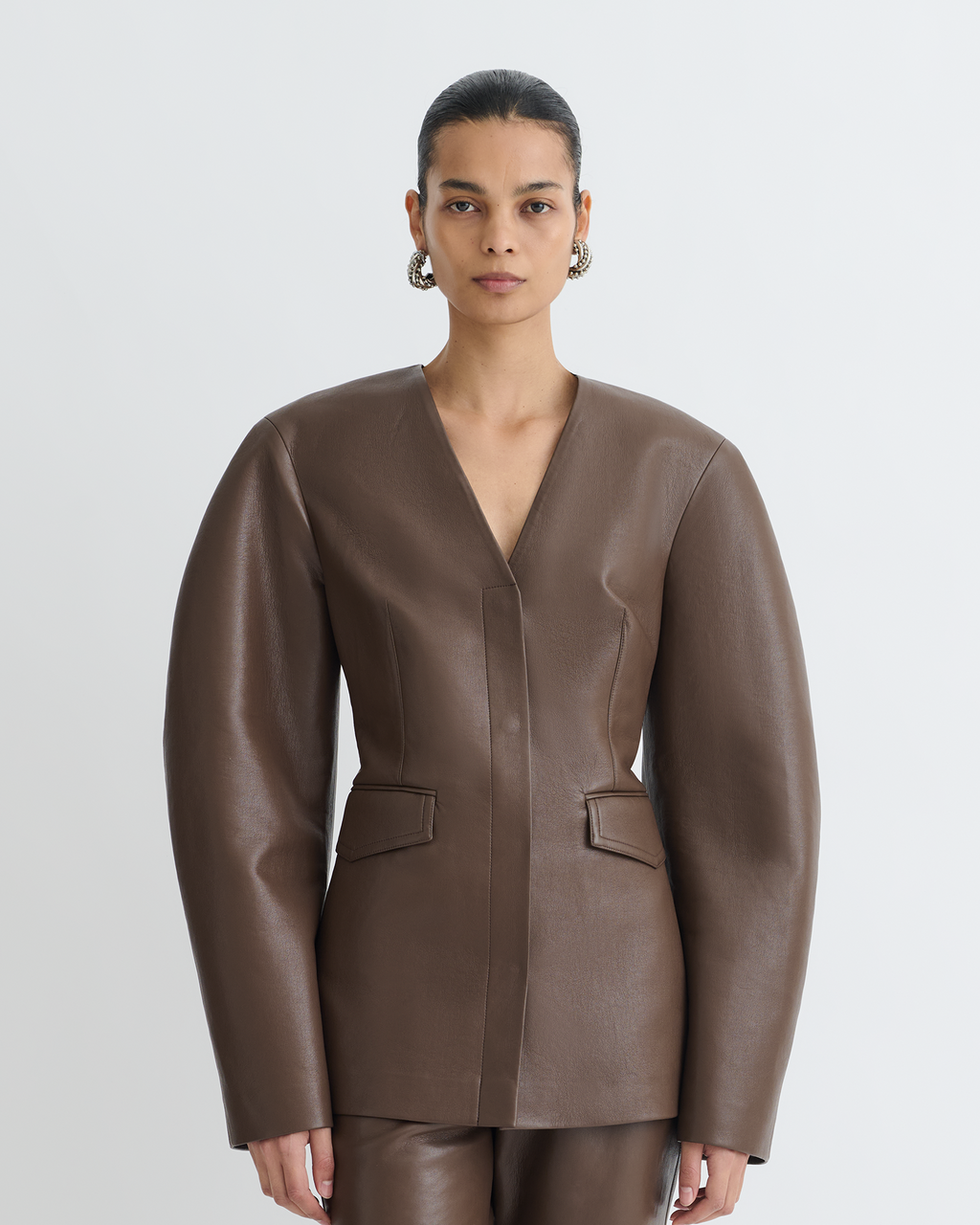 Erina - Regenerated Leather Jacket - Chocolate