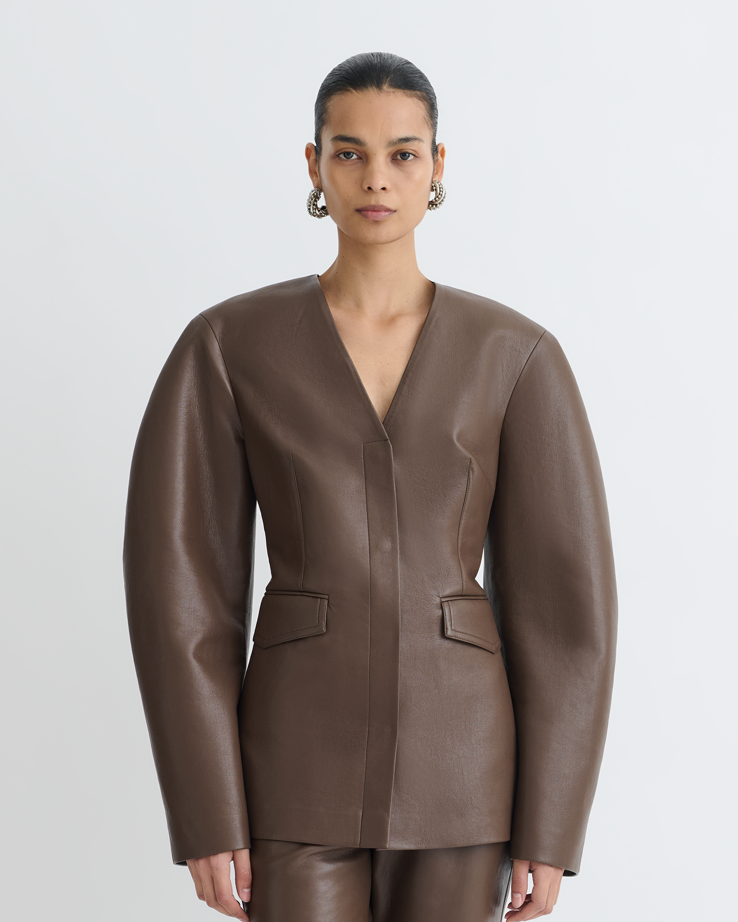 Erina - Regenerated Leather Jacket - Chocolate