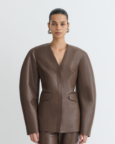 Erina - Regenerated Leather Jacket - Chocolate