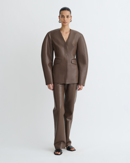 Erina - Regenerated Leather Jacket - Chocolate – Nanushka