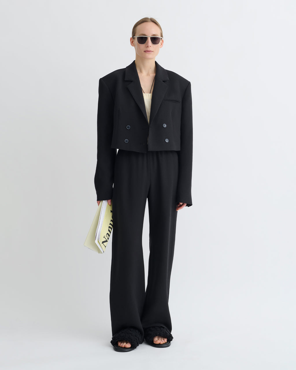 Rony - Cropped Crepe Twill Blazer - Black