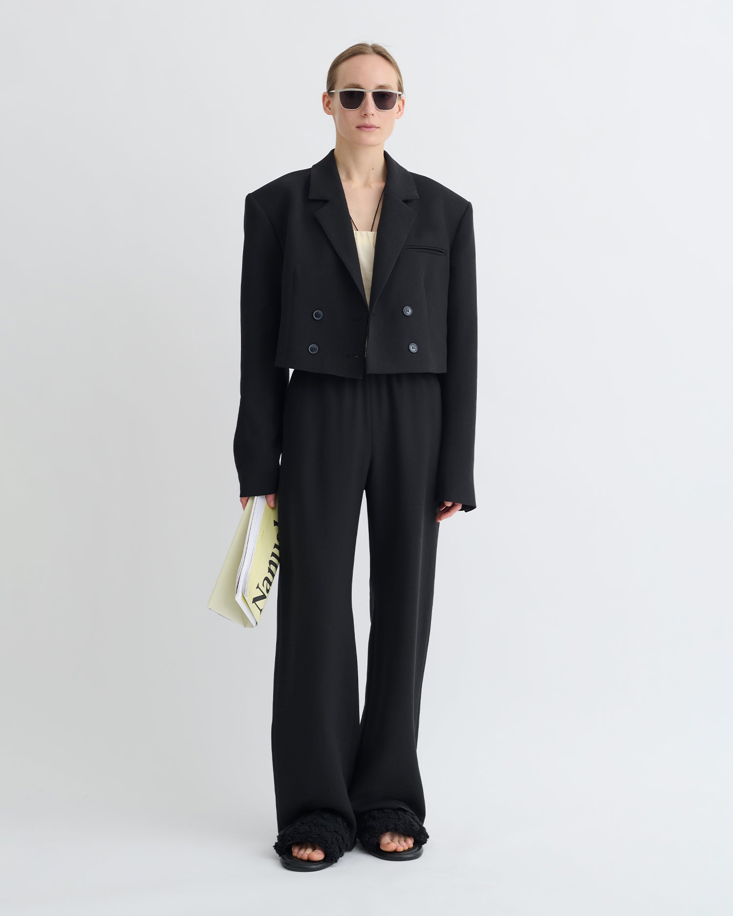 Rony - Cropped Crepe Twill Blazer - Black
