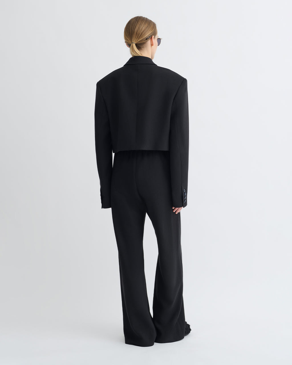 Rony - Cropped Crepe Twill Blazer - Black
