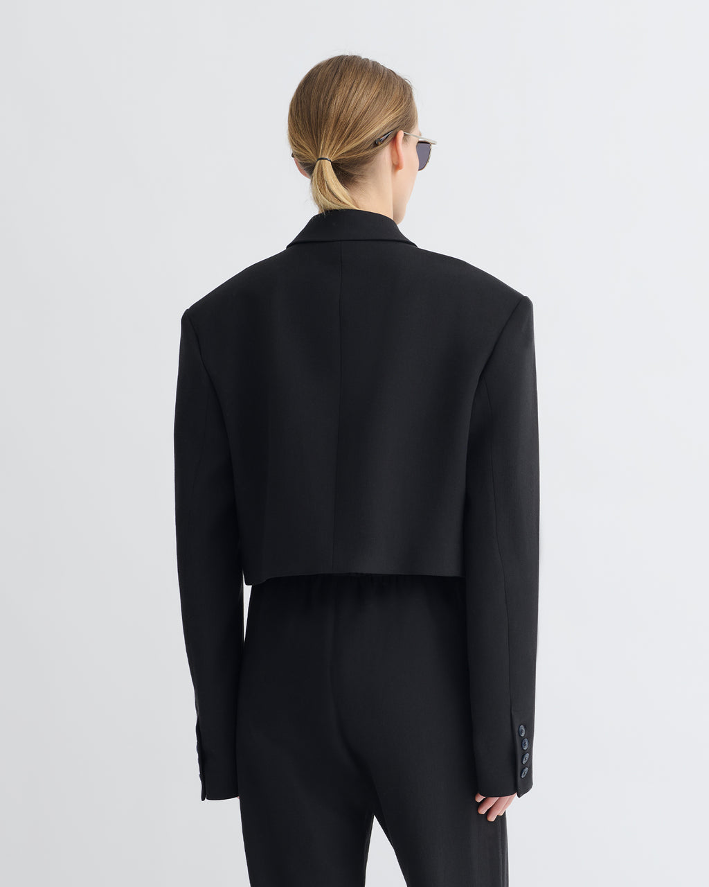 Rony - Cropped Crepe Twill Blazer - Black