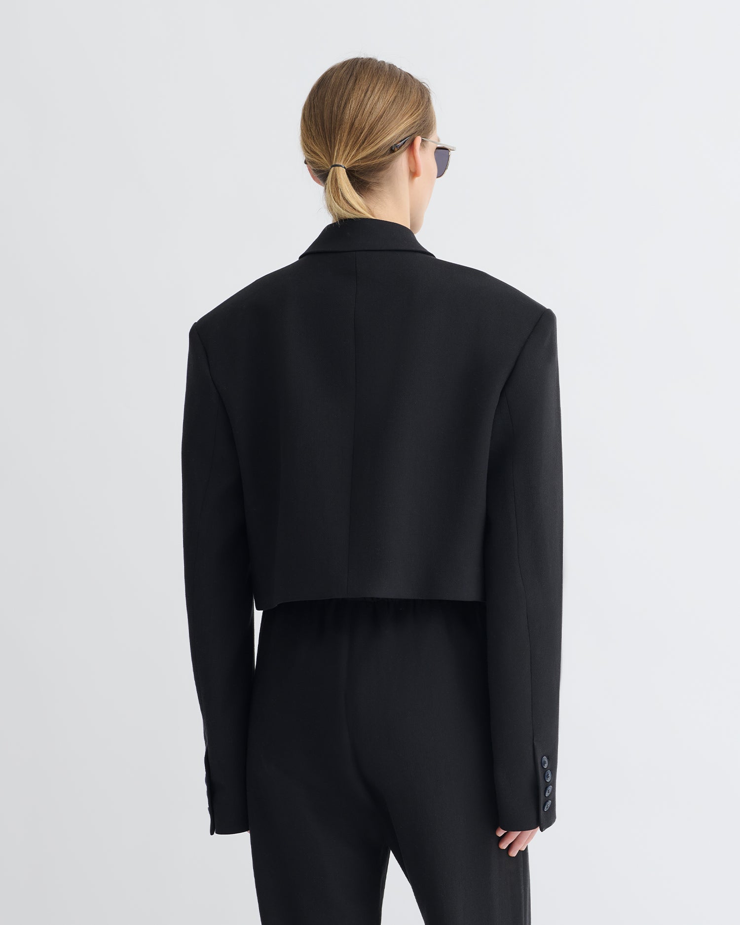 Rony - Cropped Crepe Twill Blazer - Black