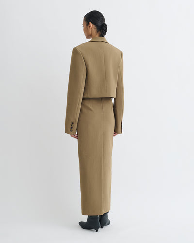 Sinead - Cropped Paper Jersey Blazer - Brown