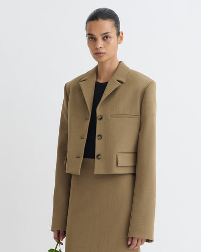 Sinead - Cropped Paper Jersey Blazer - Brown