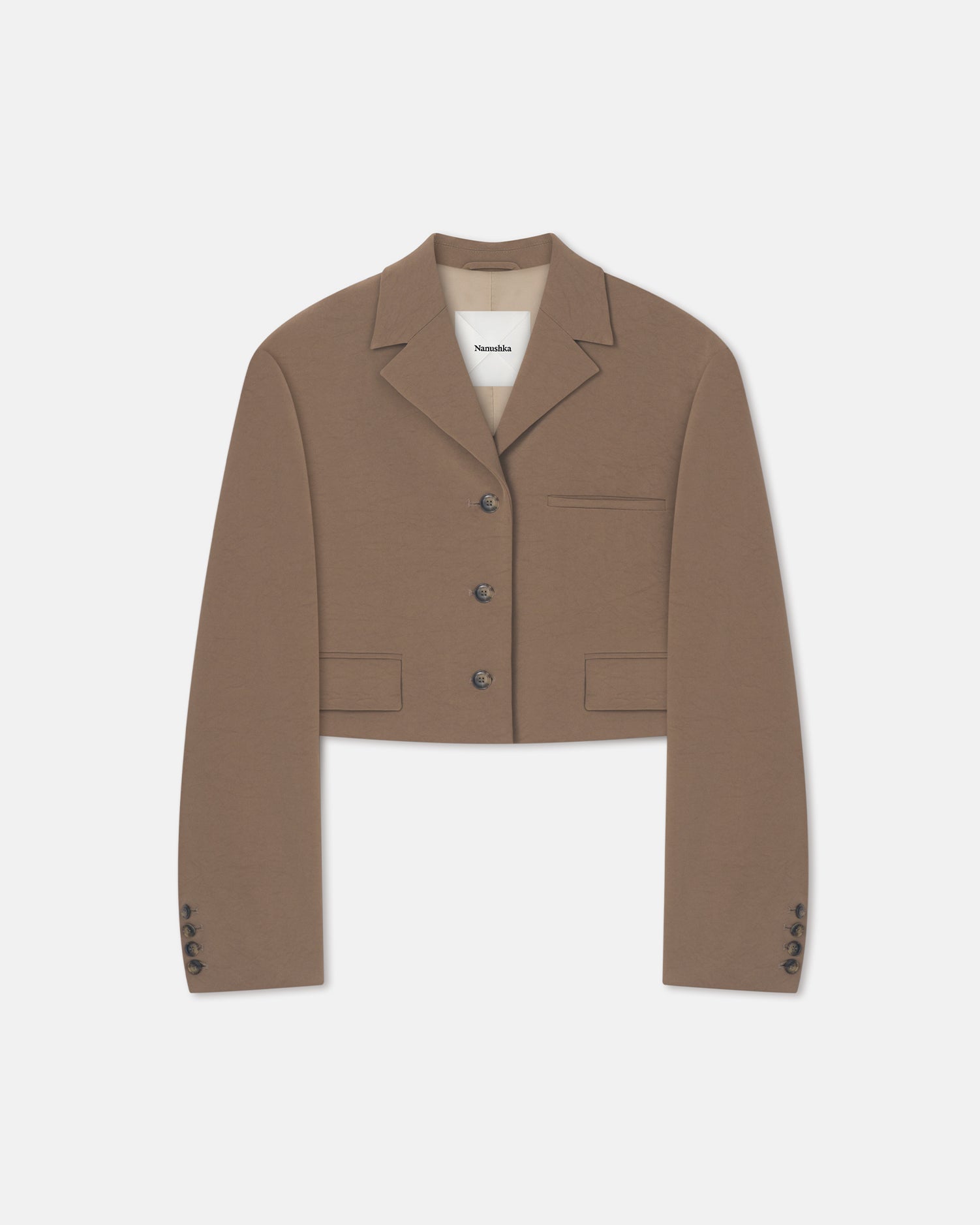 Sinead - Cropped Paper Jersey Blazer - Brown