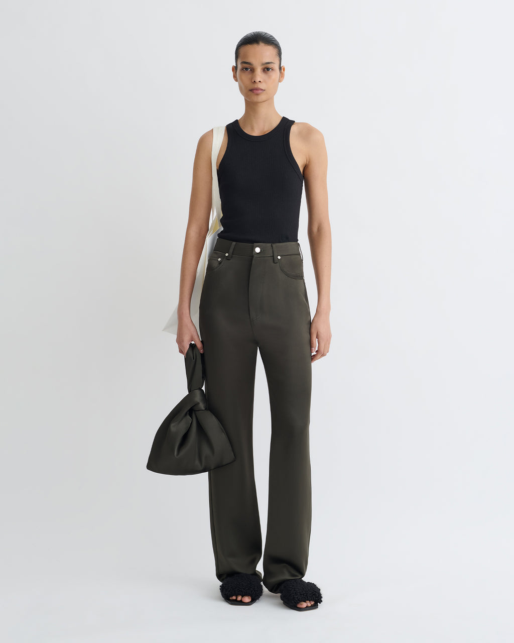 Tita - Slip Satin Pants - Dark Green