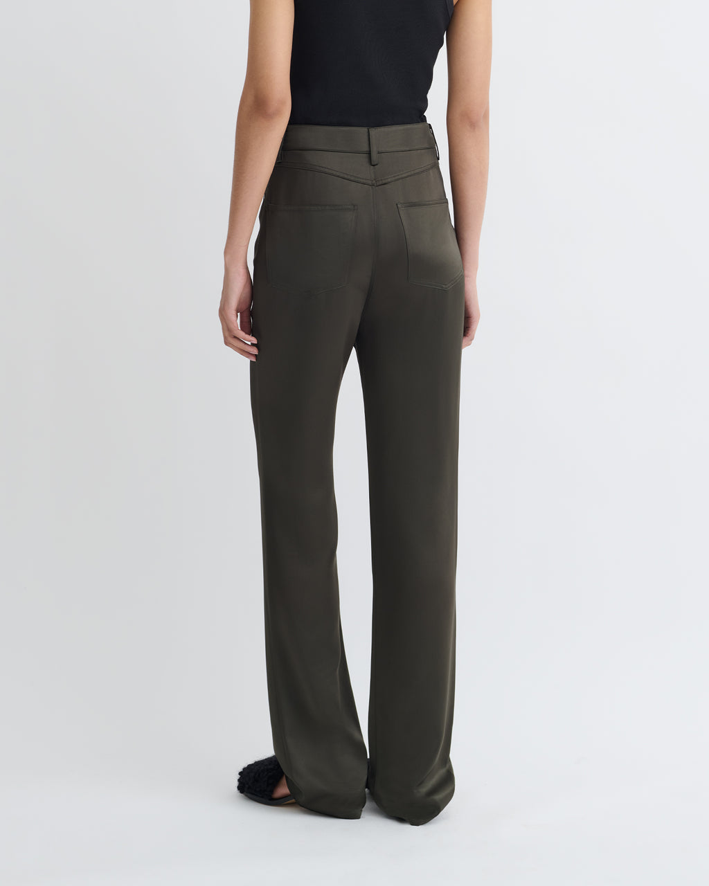Tita - Slip Satin Pants - Dark Green